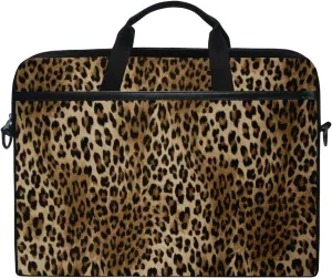 Vintage Animal Leopard Print 13 13.3 14 Inch Laptop Shoulder Messenger Bag Case Sleeve Briefcase with Handle Strap for Men Women