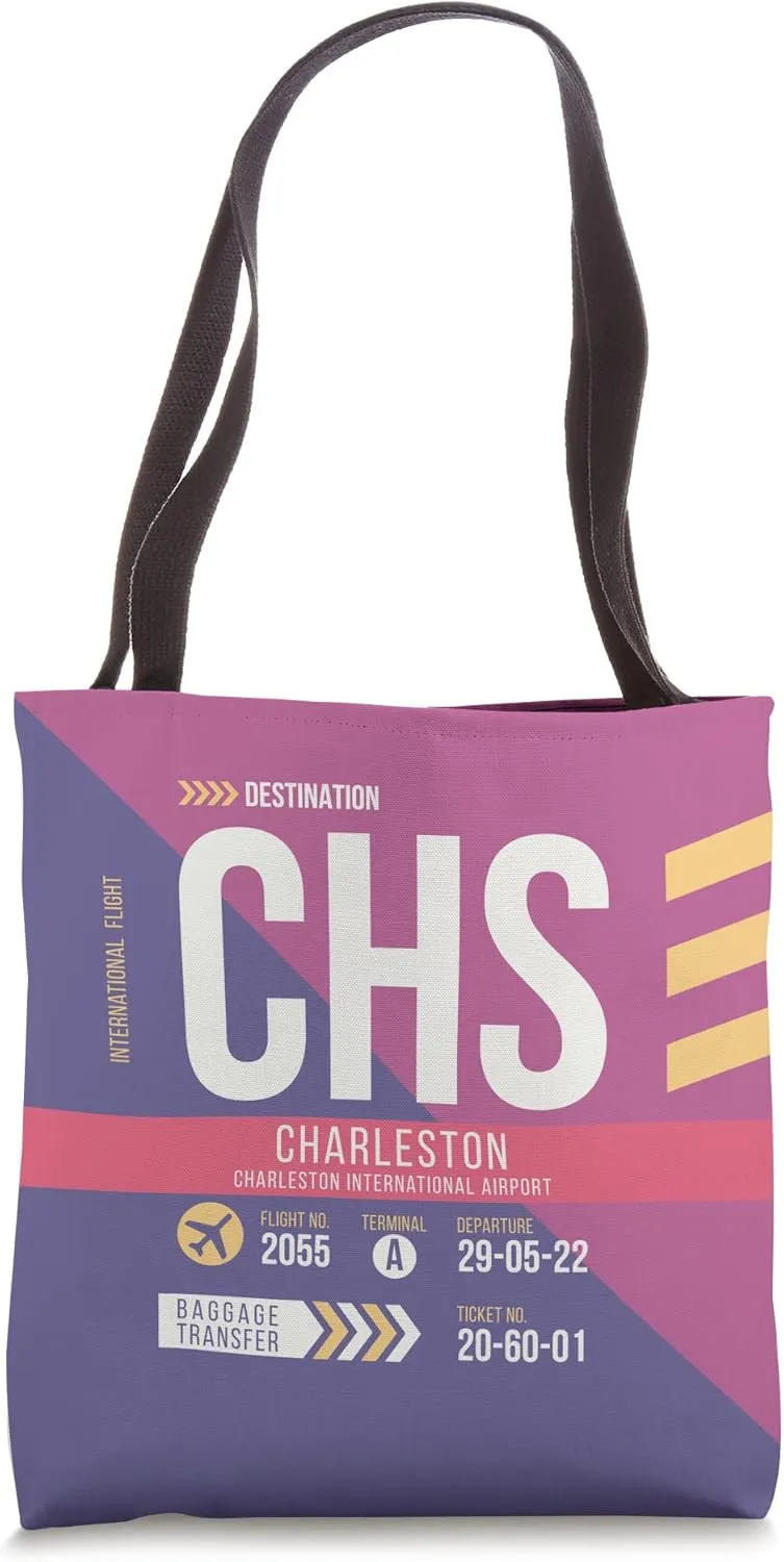 Vintage Charleston CHS Airport Code Retro Travel Day SC Tote Bag