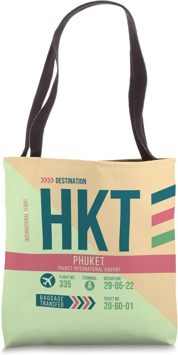Vintage Phuket Thailand HKT Airport Code Retro Travel Day Tote Bag