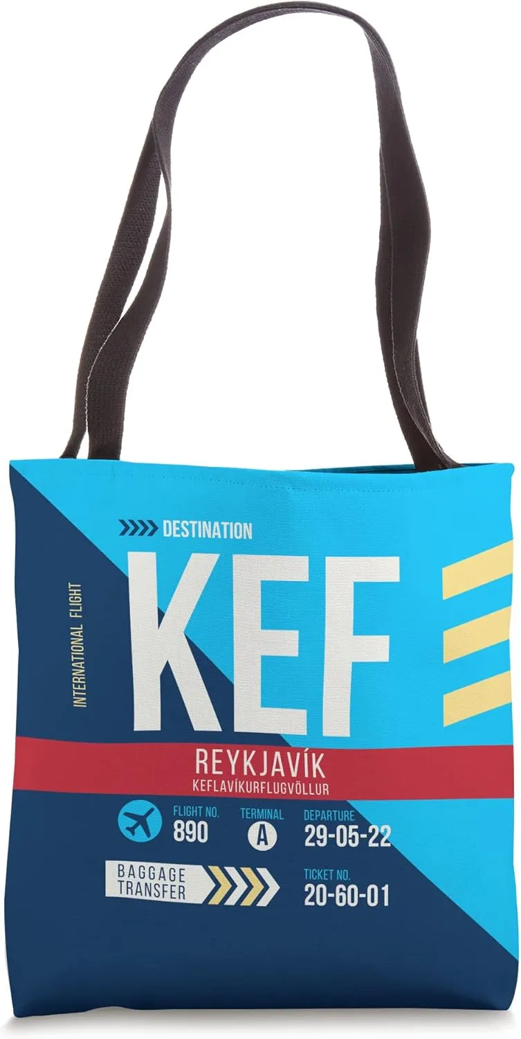 Vintage Reykjavik KEF Airport Code Retro Travel Day Iceland Tote Bag
