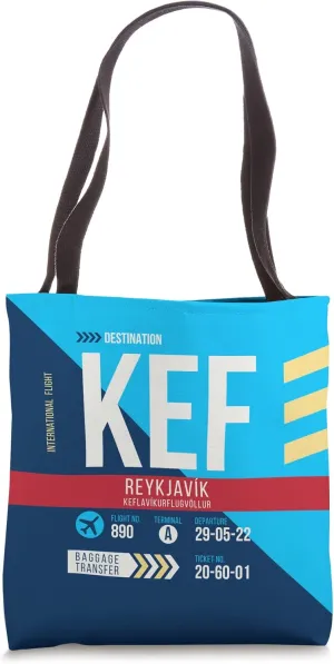 Vintage Reykjavik KEF Airport Code Retro Travel Day Iceland Tote Bag