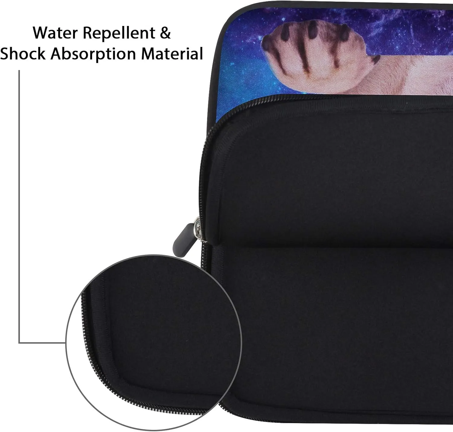 Violet Mist 11 11.6 12 Inch Laptop Carrying Bag Laptop Sleeve Case Pouch Neoprene Computer Sleeve Notebook Briefcase Bag with Handle Waterproof Protective Handbag Tablet Travel Cover, Pug