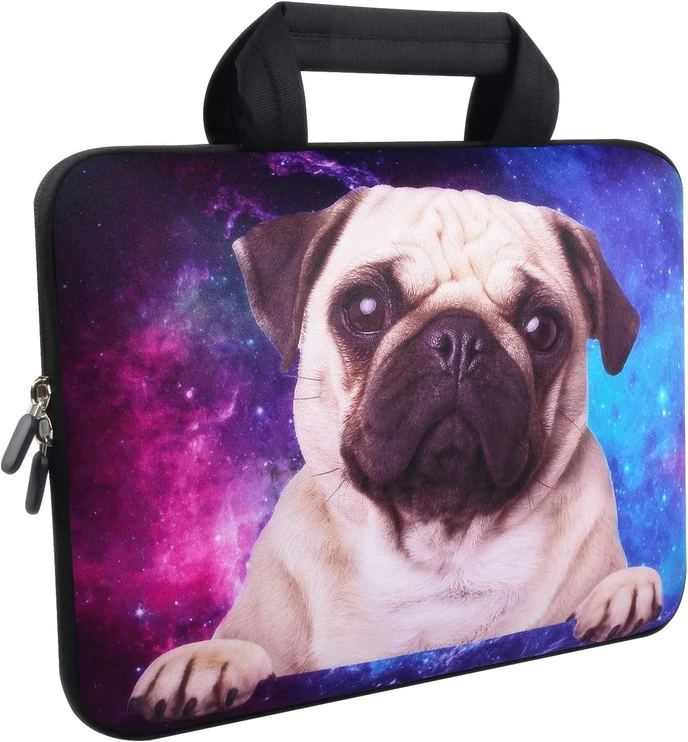Violet Mist 11 11.6 12 Inch Laptop Carrying Bag Laptop Sleeve Case Pouch Neoprene Computer Sleeve Notebook Briefcase Bag with Handle Waterproof Protective Handbag Tablet Travel Cover, Pug