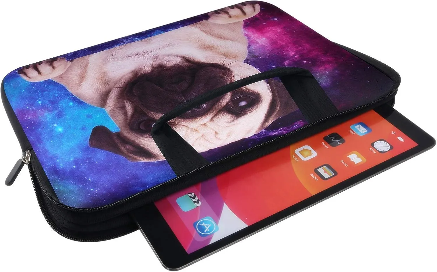 Violet Mist 11 11.6 12 Inch Laptop Carrying Bag Laptop Sleeve Case Pouch Neoprene Computer Sleeve Notebook Briefcase Bag with Handle Waterproof Protective Handbag Tablet Travel Cover, Pug