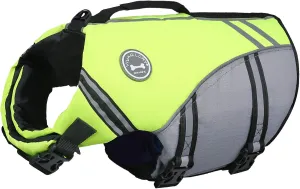 VIVAGLORY Sports Style Dog Life Jacket with Adjustable & Durable, Extra Flotation Swim Life Vest with Secure Fastening System for Medium Dogs, Bright Yellow