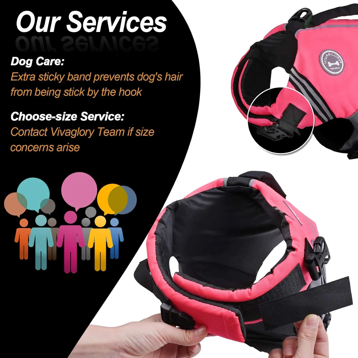 VIVAGLORY Sports Style Dog Life Jacket with Extra Flotation, Adjustable & Durable Swim Life Vest with Secure Fastening System for Medium Dogs, Bright Pink