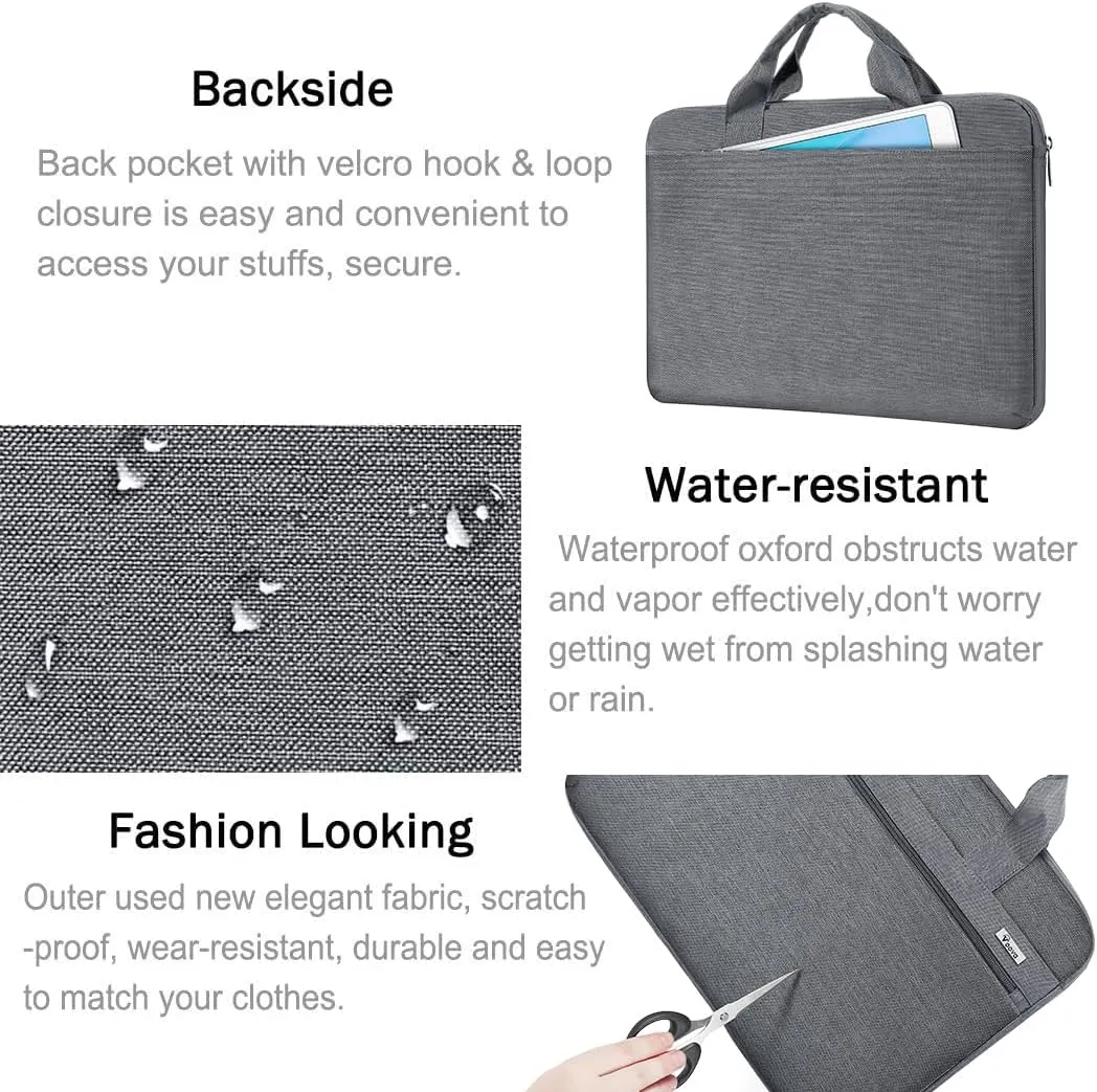 Voova Laptop Bag 15.6 Inch, 360° Protective Laptop Case Sleeve Compatible with MacBook Air 15 M2/M3/M4, MacBook Pro 15/16, 15-16” Lenovo Dell Hp, Waterproof Computer Bag Slim Briefcase, Grey