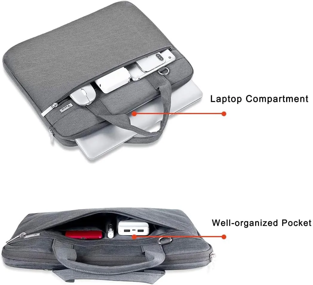 Voova Laptop Bag 15.6 Inch, 360° Protective Laptop Case Sleeve Compatible with MacBook Air 15 M2/M3/M4, MacBook Pro 15/16, 15-16” Lenovo Dell Hp, Waterproof Computer Bag Slim Briefcase, Grey