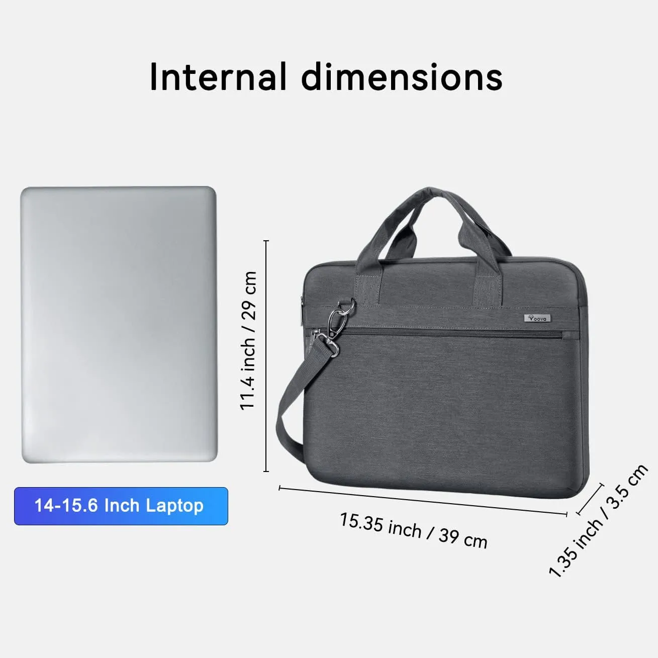 Voova Laptop Bag 15.6 Inch, 360° Protective Laptop Case Sleeve Compatible with MacBook Air 15 M2/M3/M4, MacBook Pro 15/16, 15-16” Lenovo Dell Hp, Waterproof Computer Bag Slim Briefcase, Grey