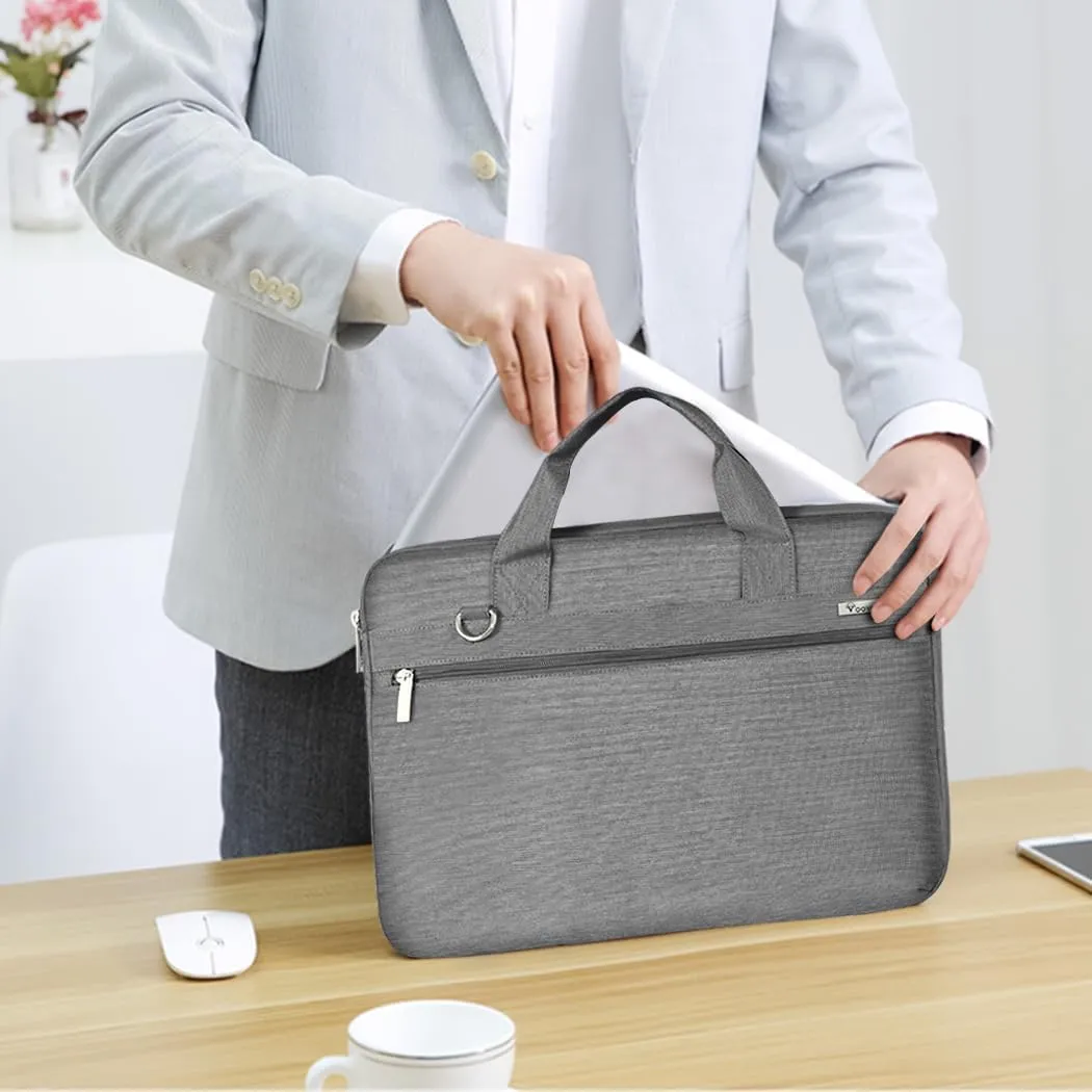Voova Laptop Bag 15.6 Inch, 360° Protective Laptop Case Sleeve Compatible with MacBook Air 15 M2/M3/M4, MacBook Pro 15/16, 15-16” Lenovo Dell Hp, Waterproof Computer Bag Slim Briefcase, Grey