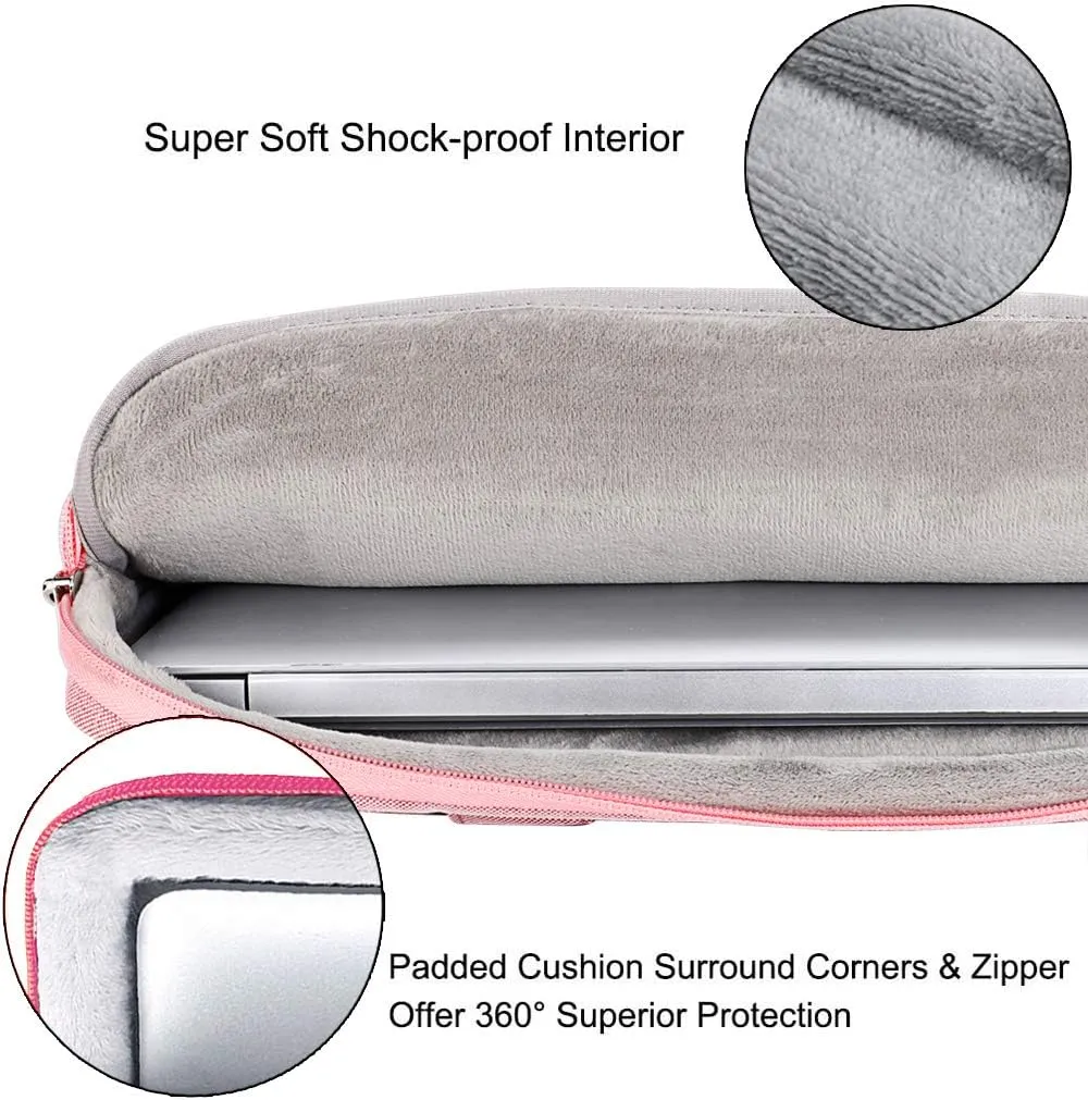 Voova Laptop Bag 17 17.3 Inch, 360° Protective Laptop Case Sleeve with Shoulder Strap Compatible with 17-18 Inch Lenovo Asus Acer Dell Hp, Waterproof Computer Bag Slim Briefcase for Women, Pink