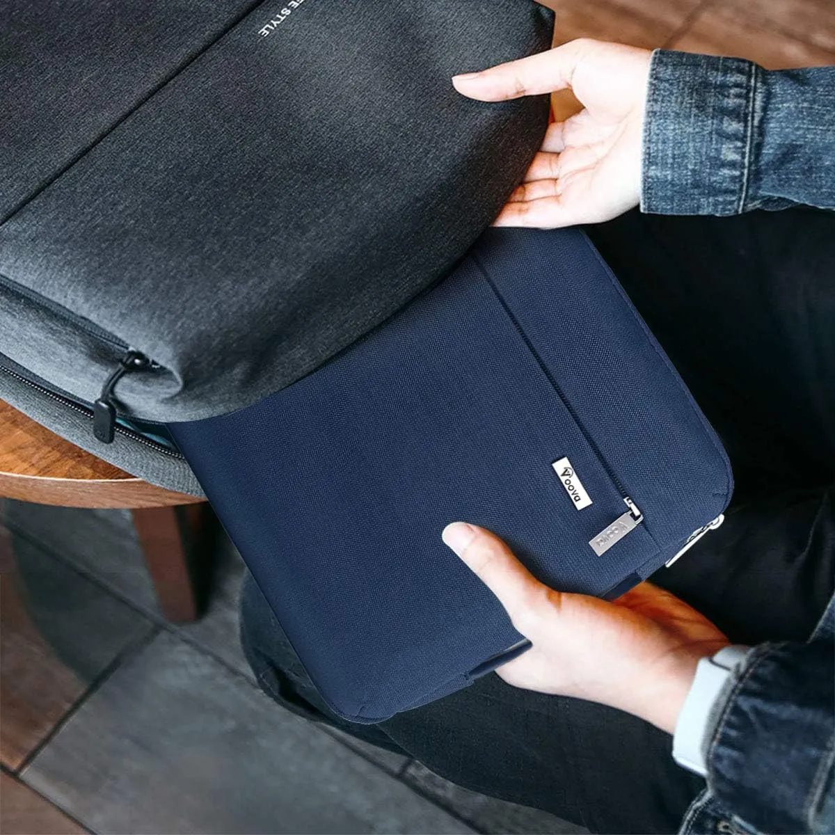 Voova Laptop Sleeve Case 13 13.6 Inch with Handle, 360°Protective Waterproof Slim Computer Bag Cover Compatible with MacBook Air 13 M1/M2/M3/M4 2020-2024, MacBook Pro 13, IPad Air/Pro 13, Blue