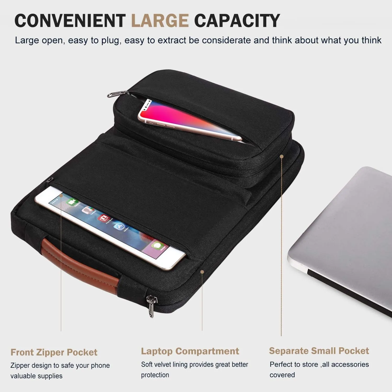 Voova Laptop Sleeve Case 13 14 Inch Compatible with MacBook Air 13 M2/M3/M4, MacBook Pro 13/14,13.5”Surface Laptop 4/5,Chromebook 14,2 in 1 Waterproof Computer Bag with Detachable Accessory Pouch