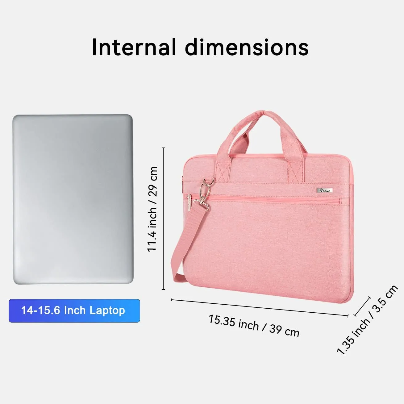 Voova Laptop Sleeve Shoulder Bag Case 14-15.6'', Upgrade Protective Carry Briefcase Compatible with MacBook Pro 16 15, Surface Book 3/2 15,Asus Acer Dell Hp Chromebook for Women Girls Men Boys,Pink