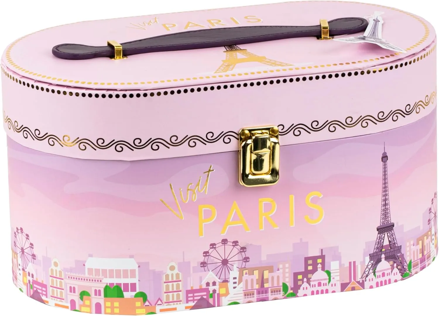 VOTUM Train Case Paris - Travel Cosmetic Bag Organizer - Perfect for Organizing Makeup, Toiletries, and Beauty Essentials During Travel or Daily Use - Stylish, Lightweight Makeup Bag