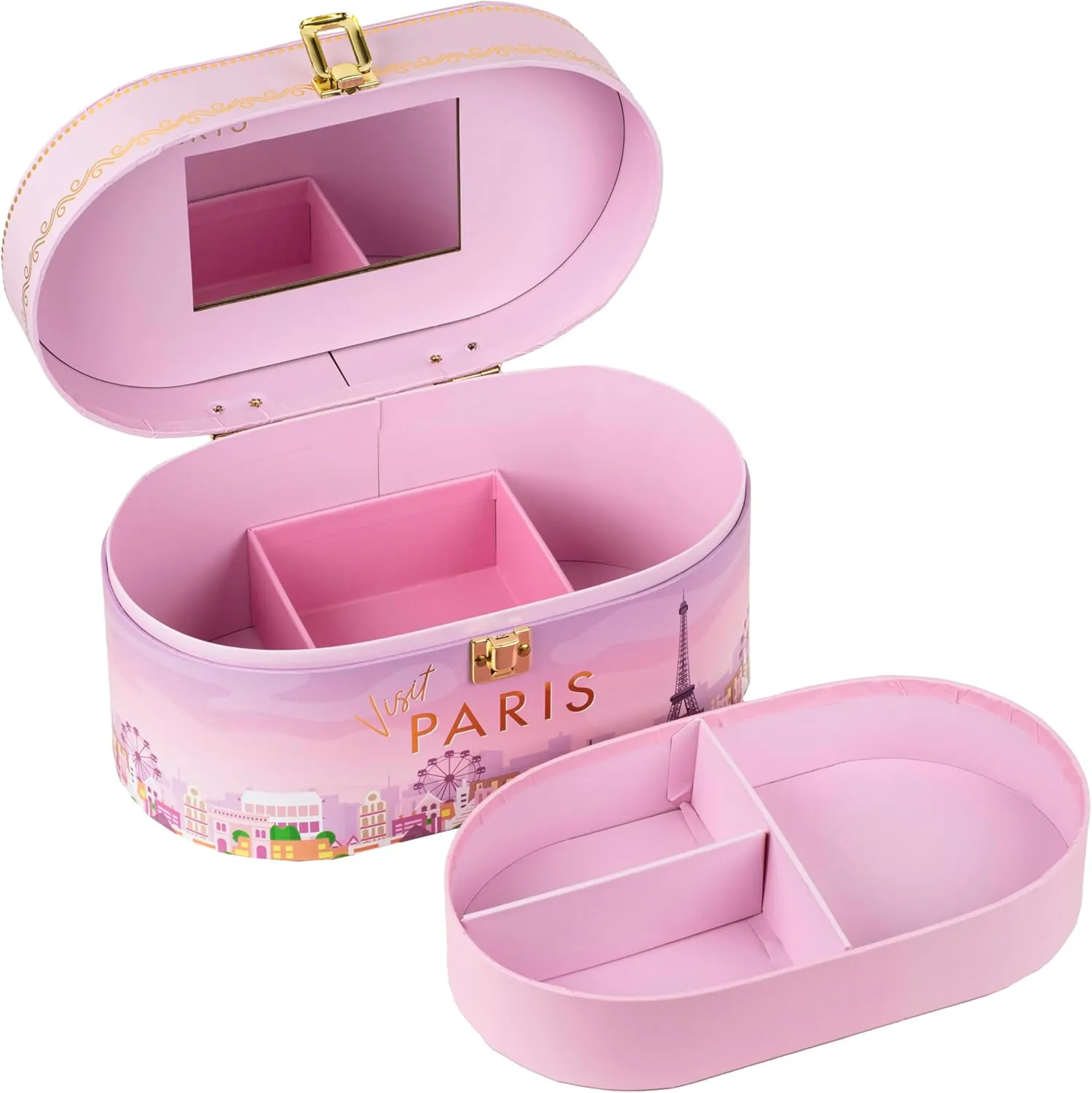 VOTUM Train Case Paris - Travel Cosmetic Bag Organizer - Perfect for Organizing Makeup, Toiletries, and Beauty Essentials During Travel or Daily Use - Stylish, Lightweight Makeup Bag
