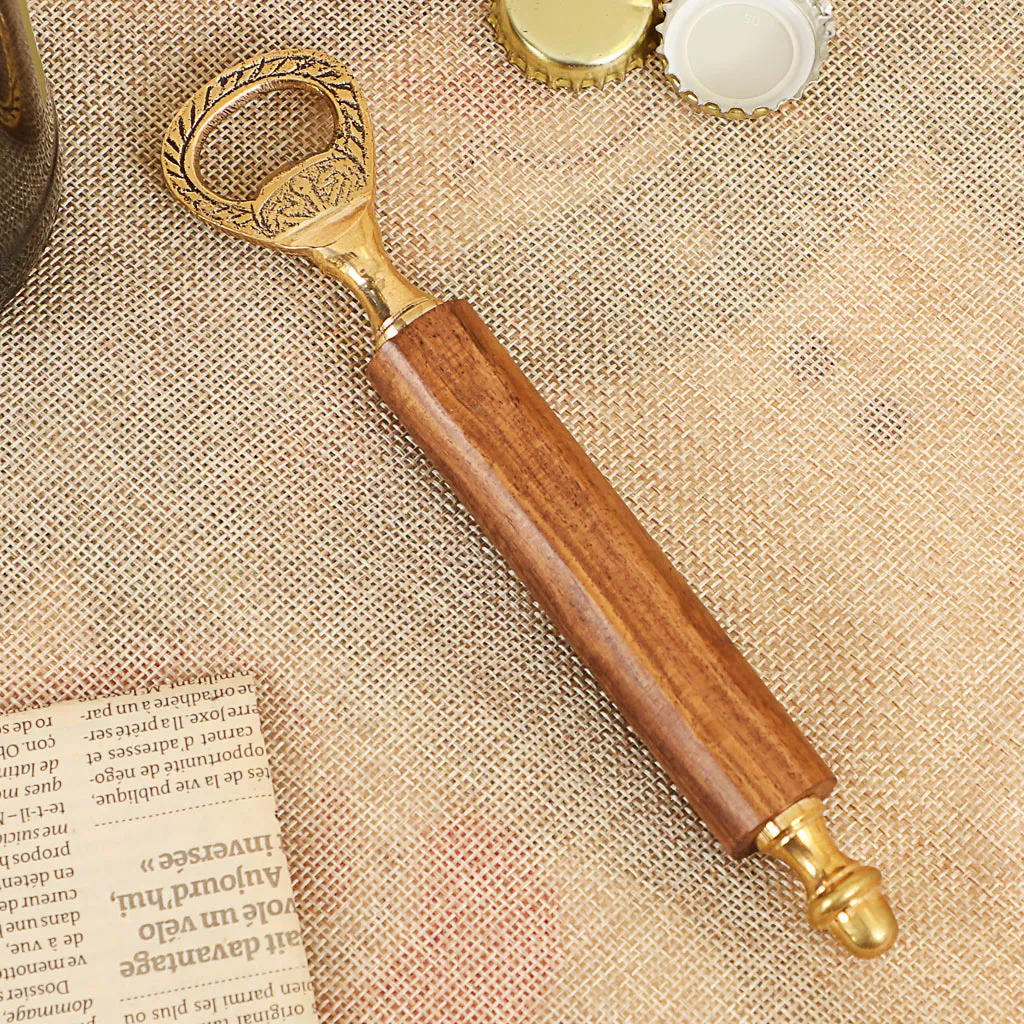 Walpole Wood Handle Brass Bottle Opener