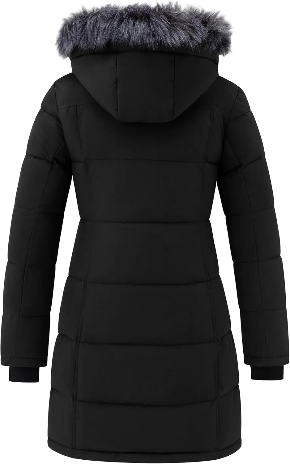 wantdo Women's Waterproof Winter Coat Warm Long Puffer Jackets with Faux Fur Hood Thicken Parka