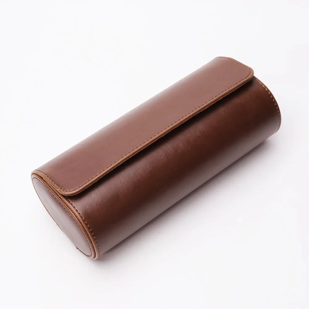 Watch Roll Travel Case for Men and Women- 3 Watch Storage and Organizer-Secure Storage with Innovative Removable Pillows & Solid Dividers for Home Storage, Travel and Display(Brown)