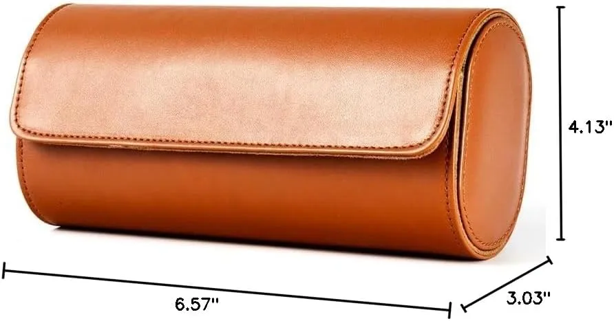 Watch Roll Travel Case - Handmade Leather Watch Rolls Box for Man - Travel Watch Roll with Velvet to Protection - Watch Roll Organizer to Home Secure Storage