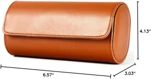 Watch Roll Travel Case - Handmade Leather Watch Rolls Box for Man - Travel Watch Roll with Velvet to Protection - Watch Roll Organizer to Home Secure Storage
