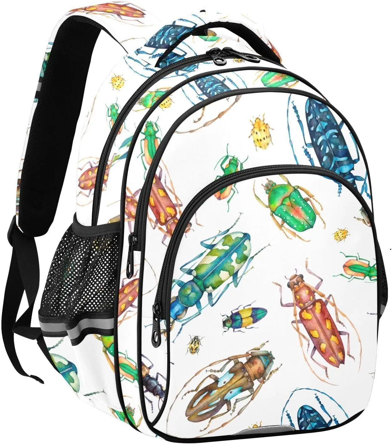 Watercolor Colorful Beetles Backpack for Kids Elementary School Bag Boys Girls Bookbag Travel Backpack Daypack
