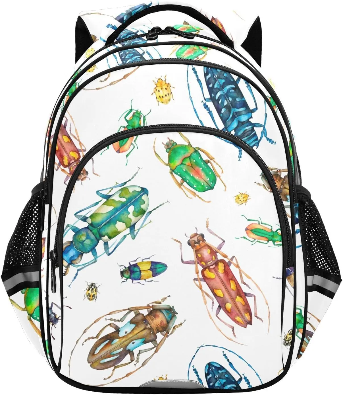Watercolor Colorful Beetles Backpack for Kids Elementary School Bag Boys Girls Bookbag Travel Backpack Daypack