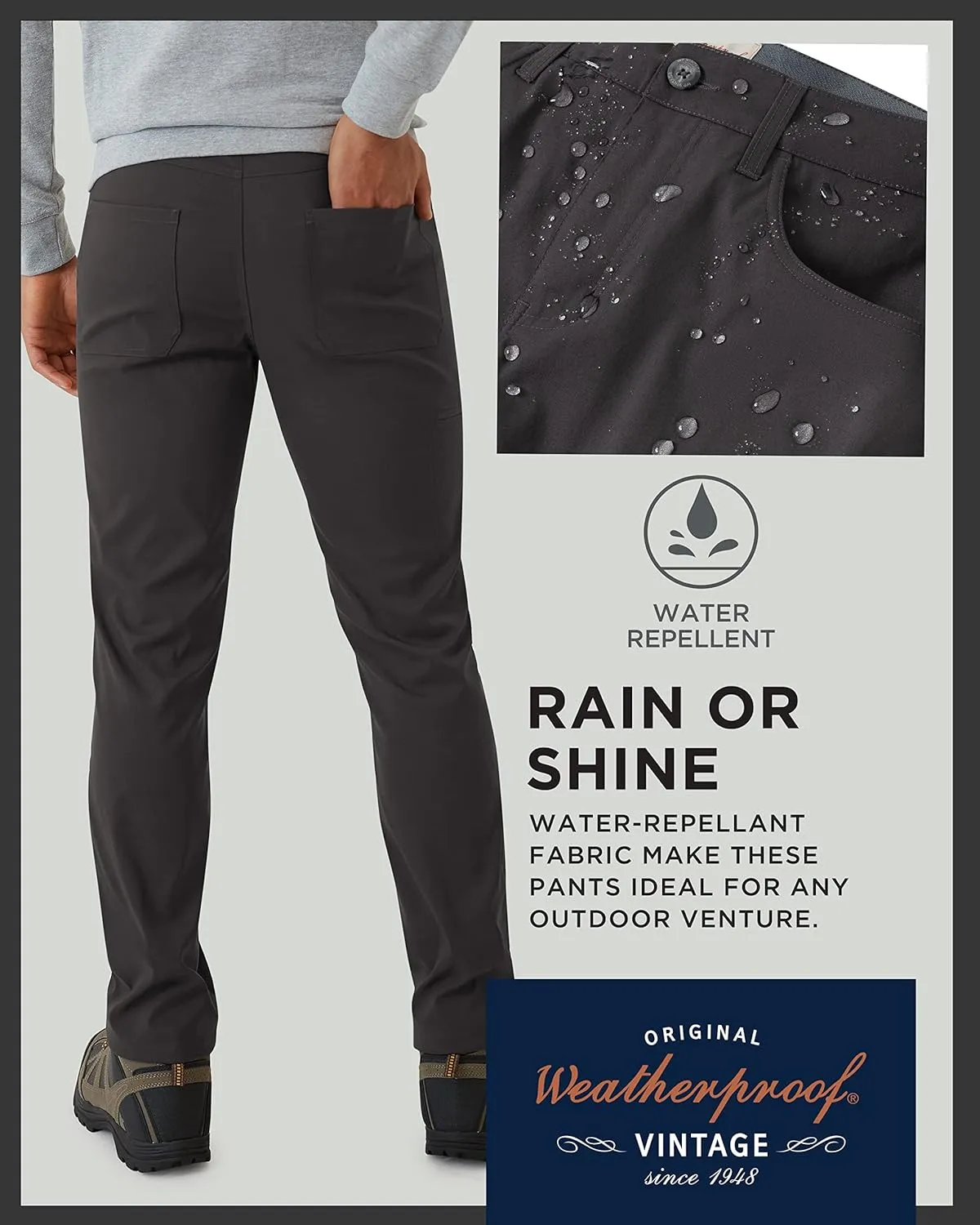Weatherproof Vintage Casual Hiking Pants for Men - Lightweight Stretch Travel Mens Work Pants with Utility Cargo Pocket