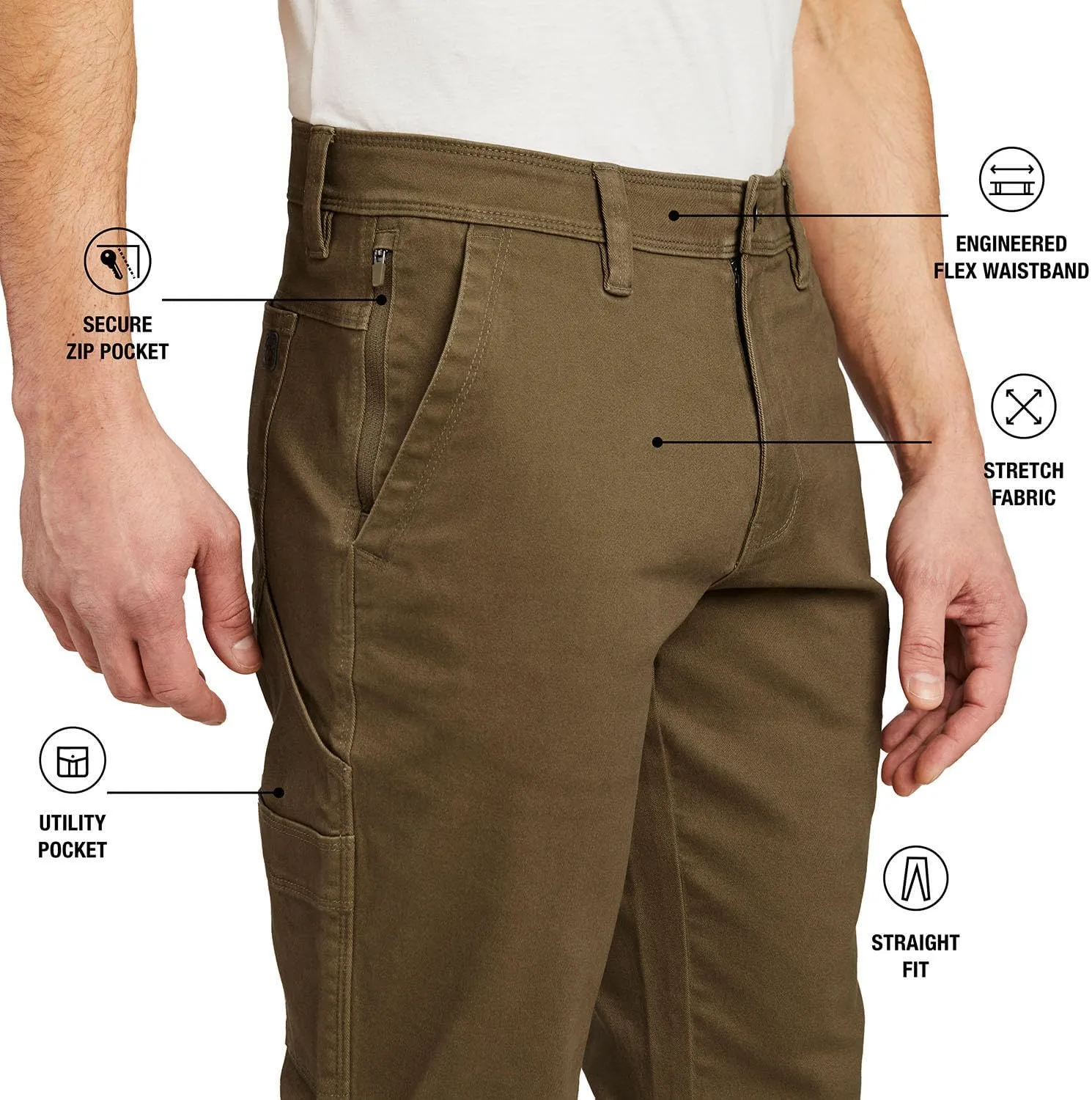 Weatherproof WP Men's 5 Pocket Utility Cargo Pants, Tactical Work Pants for Men, Relaxed Fit Cotton Hiking Pants