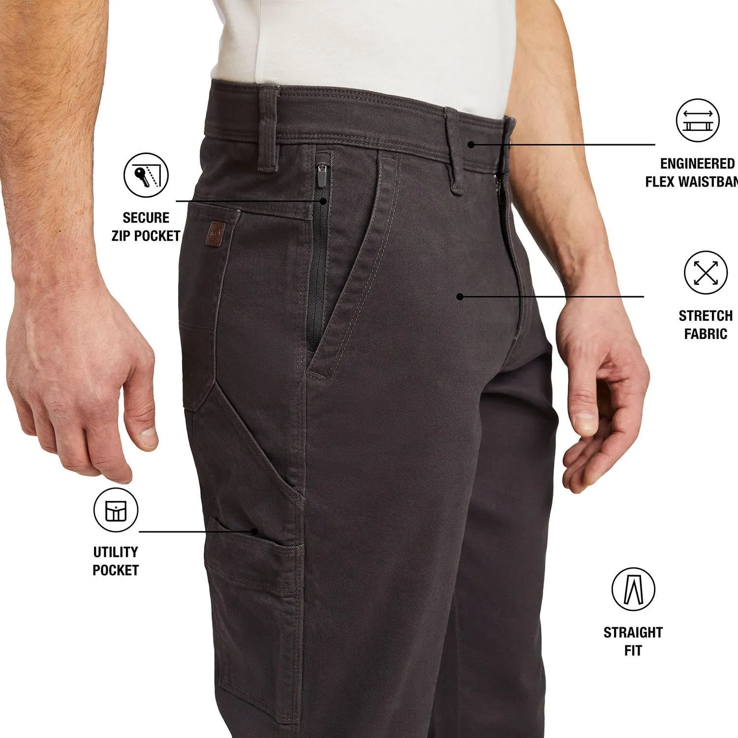 Weatherproof WP Men's 5 Pocket Utility Cargo Pants, Tactical Work Pants for Men, Relaxed Fit Cotton Hiking Pants