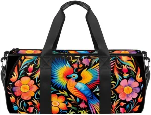 Weekender Travel Bag,Small Gym Bag,Birds and Flowers Colorful,Gym Duffle Bag