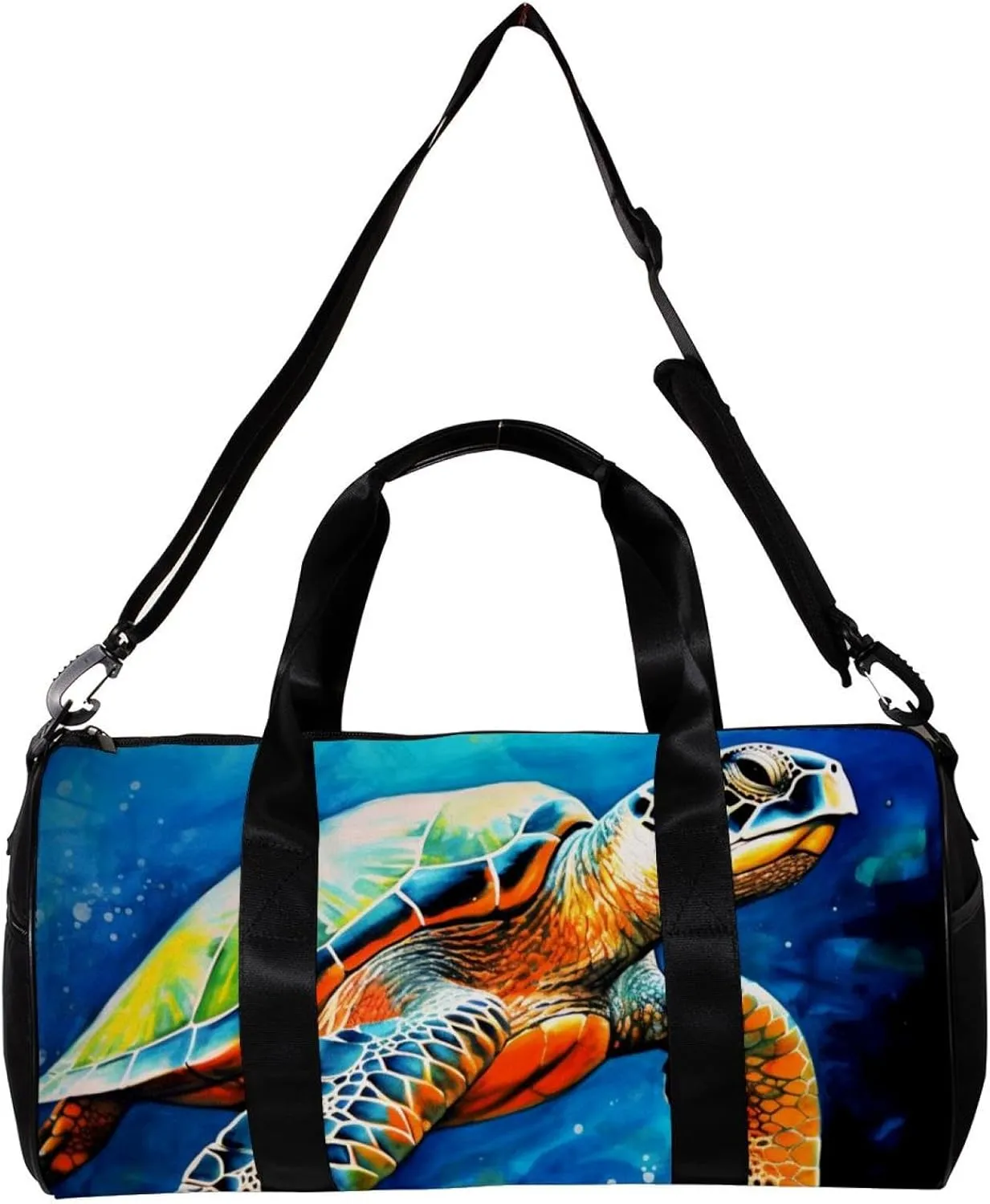 Weekender Travel Bag,Small Gym Bag,Blue Watercolor Sea Turtle,Gym Duffle Bag
