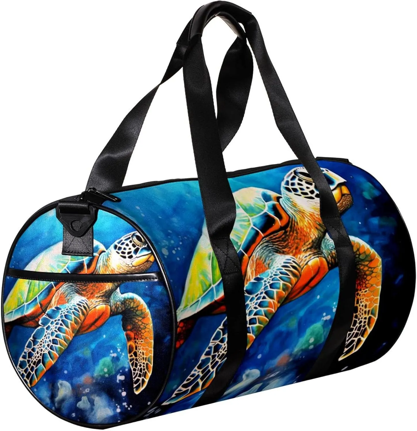 Weekender Travel Bag,Small Gym Bag,Blue Watercolor Sea Turtle,Gym Duffle Bag