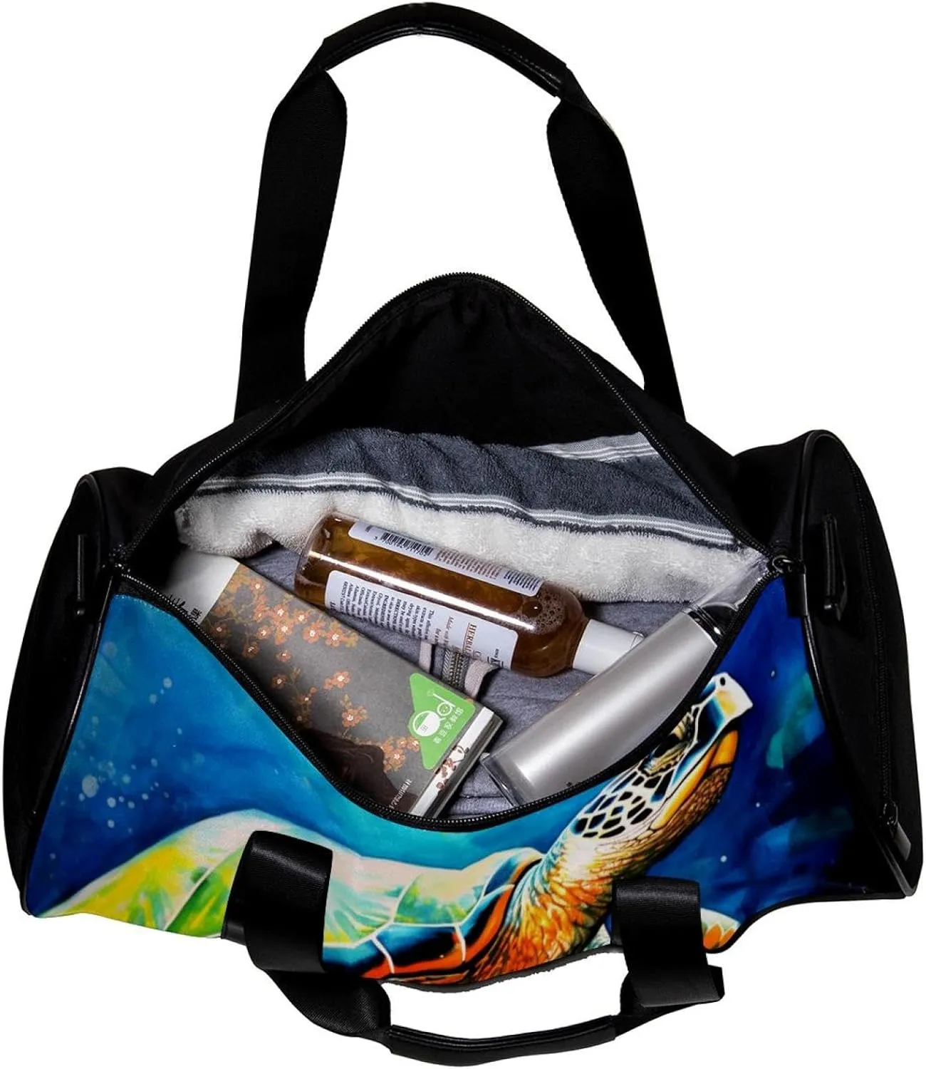 Weekender Travel Bag,Small Gym Bag,Blue Watercolor Sea Turtle,Gym Duffle Bag