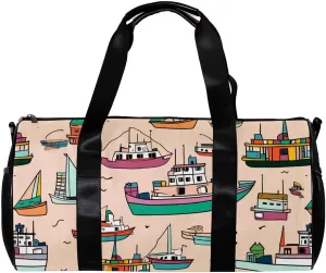 Weekender Travel Bag,Small Gym Bag,Boats Ships Ocean,Gym Duffle Bag