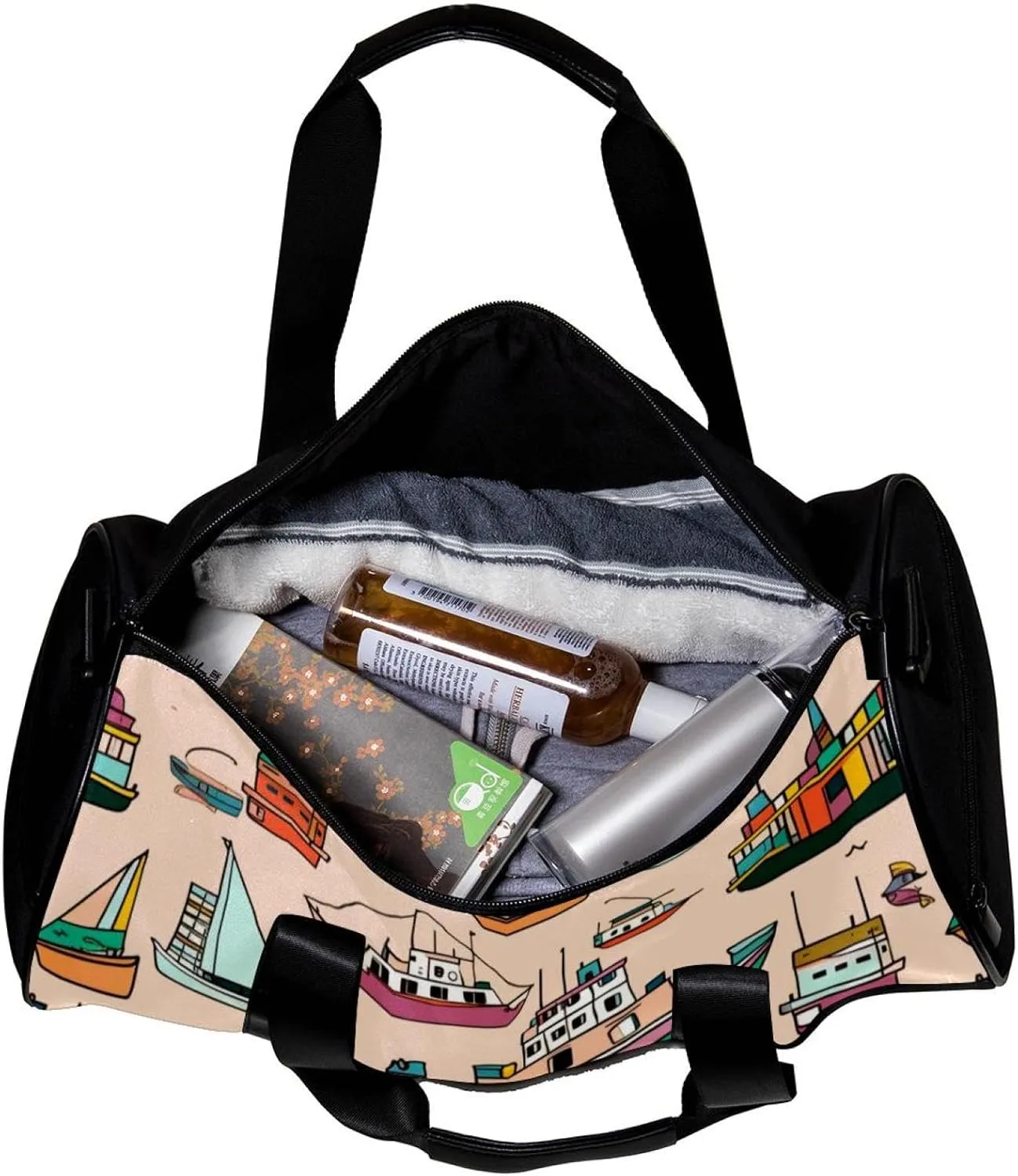 Weekender Travel Bag,Small Gym Bag,Boats Ships Ocean,Gym Duffle Bag