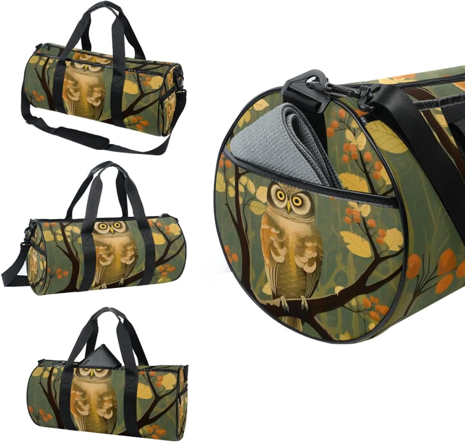 Weekender Travel Bag,Small Gym Bag,Branch Cute Owl,Gym Duffle Bag