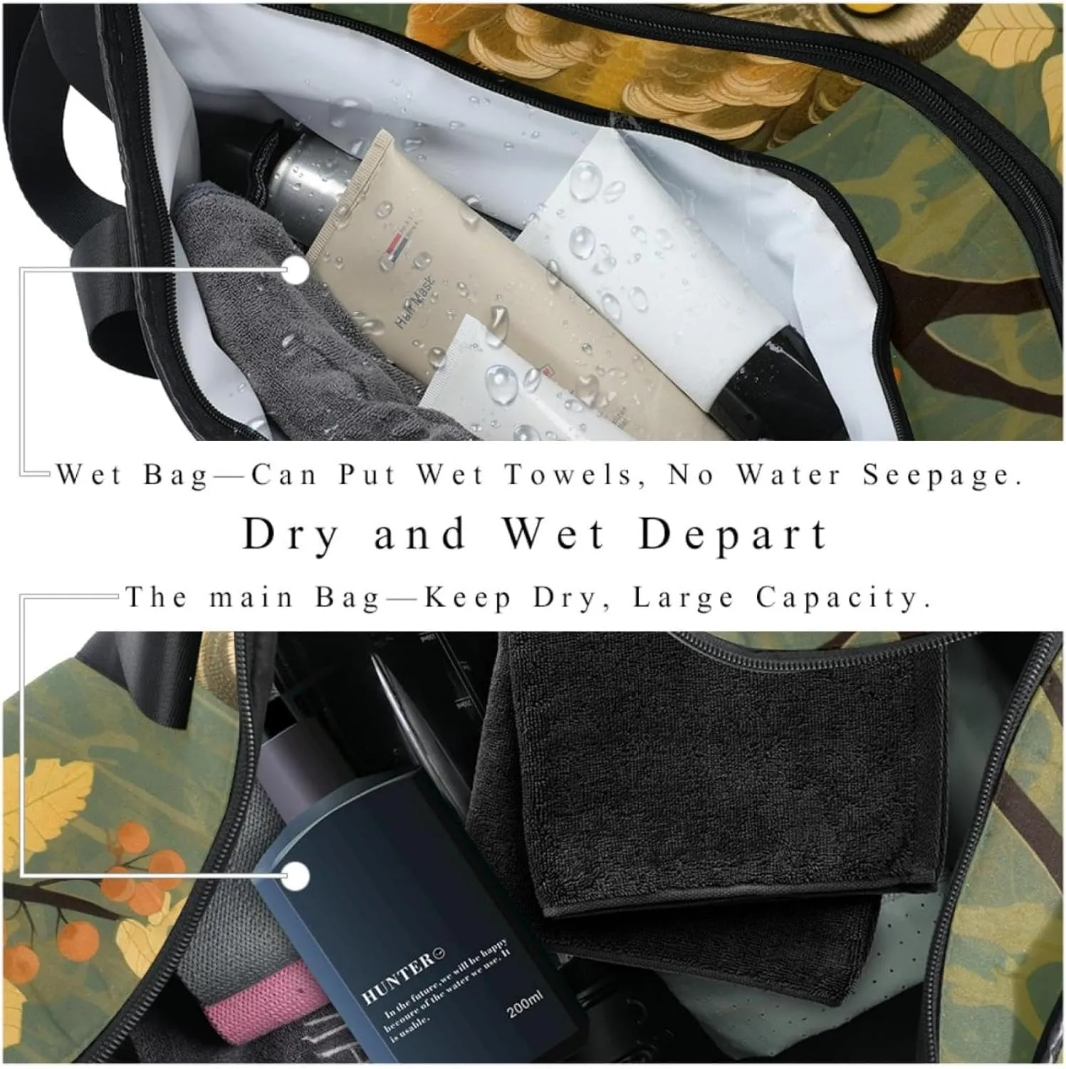Weekender Travel Bag,Small Gym Bag,Branch Cute Owl,Gym Duffle Bag