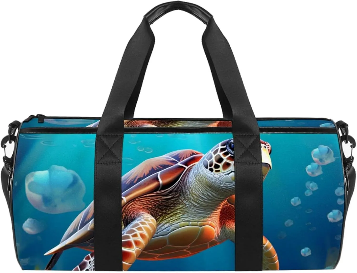 Weekender Travel Bag,Small Gym Bag,Bubble Blue Sea Turtle,Gym Duffle Bag