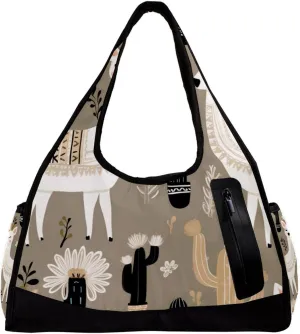 Weekender Travel Bag,Small Gym Bag,Cactus Alpaca Llama Print,Gym Duffle Bag