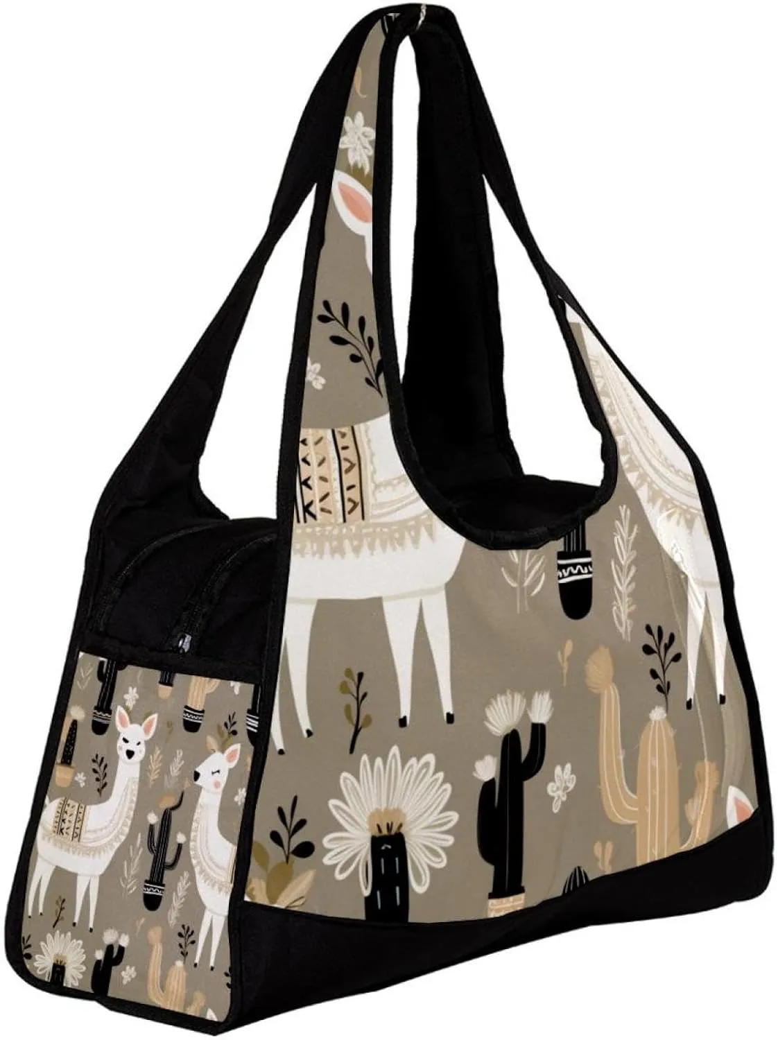 Weekender Travel Bag,Small Gym Bag,Cactus Alpaca Llama Print,Gym Duffle Bag