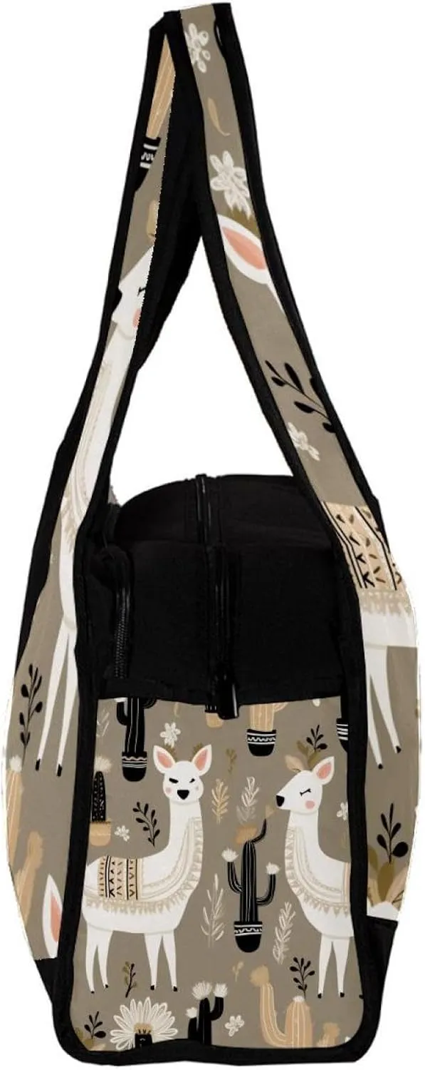 Weekender Travel Bag,Small Gym Bag,Cactus Alpaca Llama Print,Gym Duffle Bag