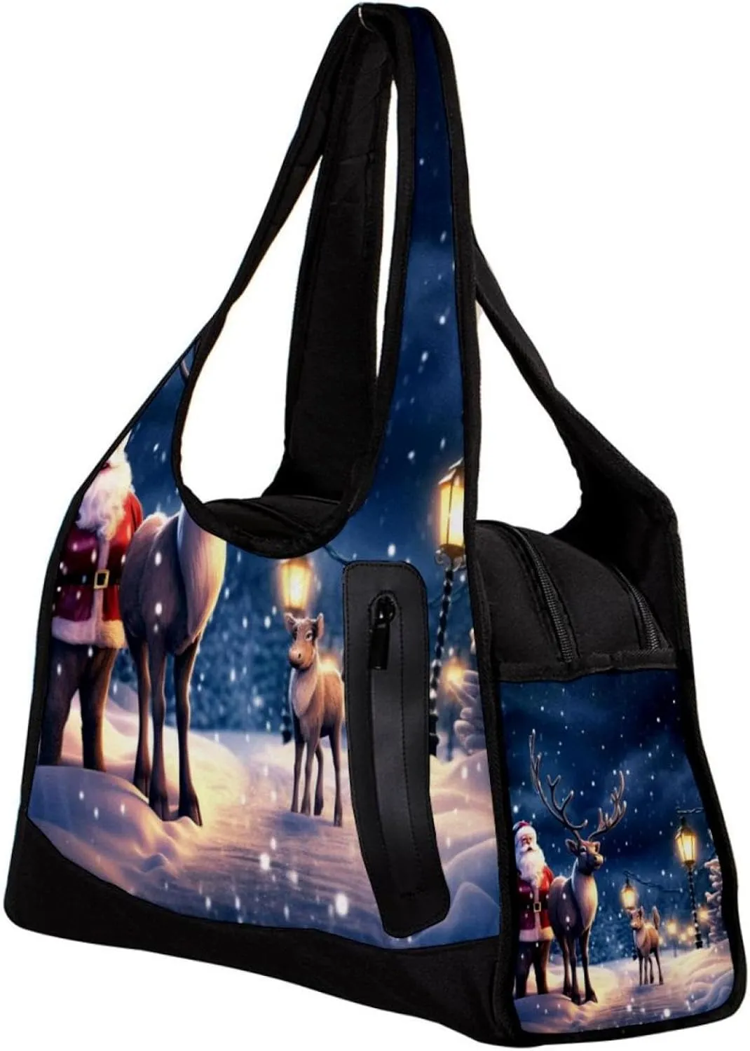 Weekender Travel Bag,Small Gym Bag,Cartoon Deer Santa Claus,Gym Duffle Bag