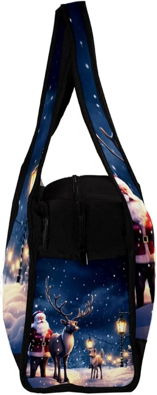 Weekender Travel Bag,Small Gym Bag,Cartoon Deer Santa Claus,Gym Duffle Bag