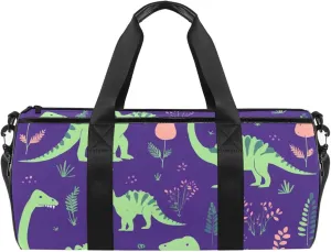 Weekender Travel Bag,Small Gym Bag,Cartoon Green Dinosaur,Gym Duffle Bag