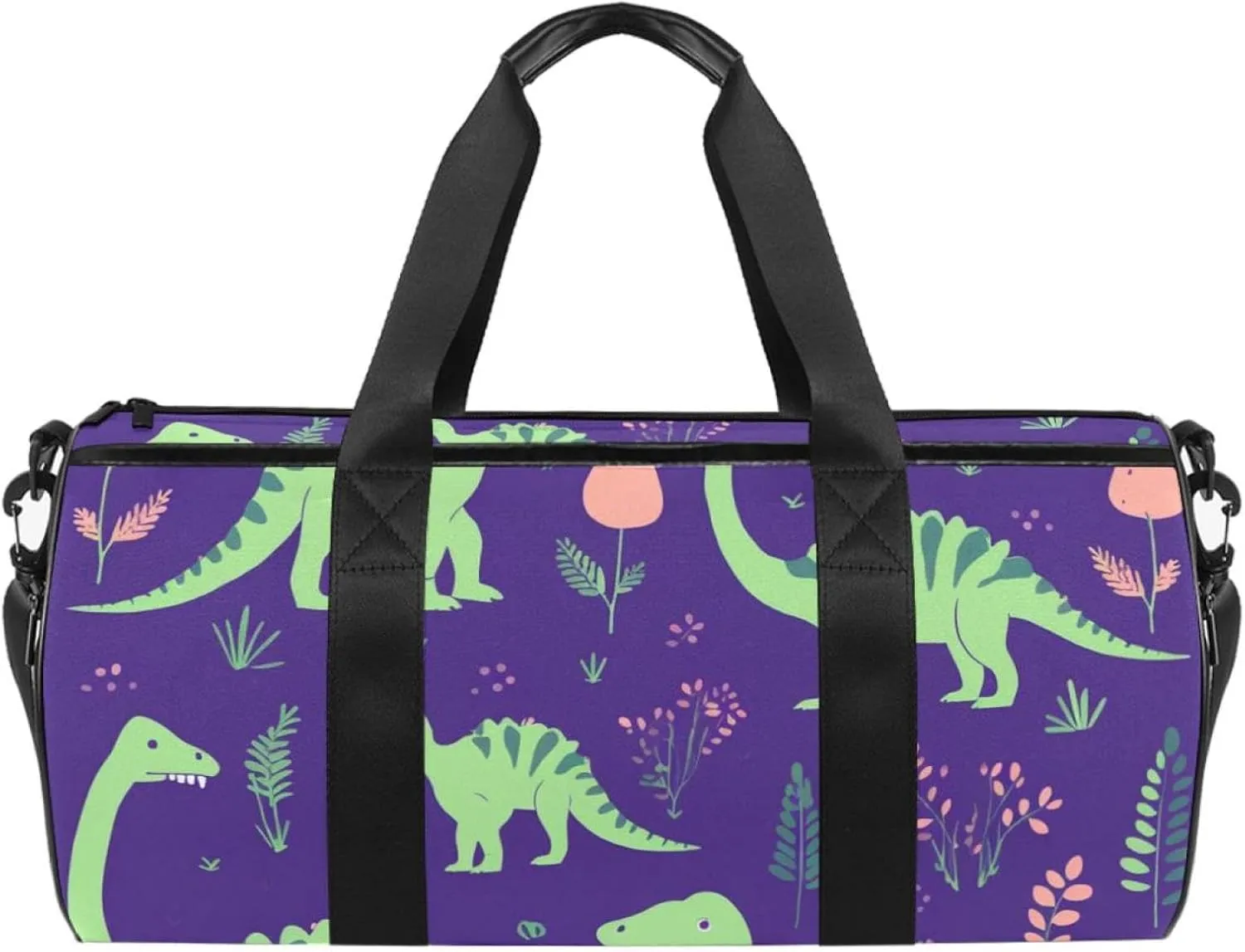 Weekender Travel Bag,Small Gym Bag,Cartoon Green Dinosaur,Gym Duffle Bag
