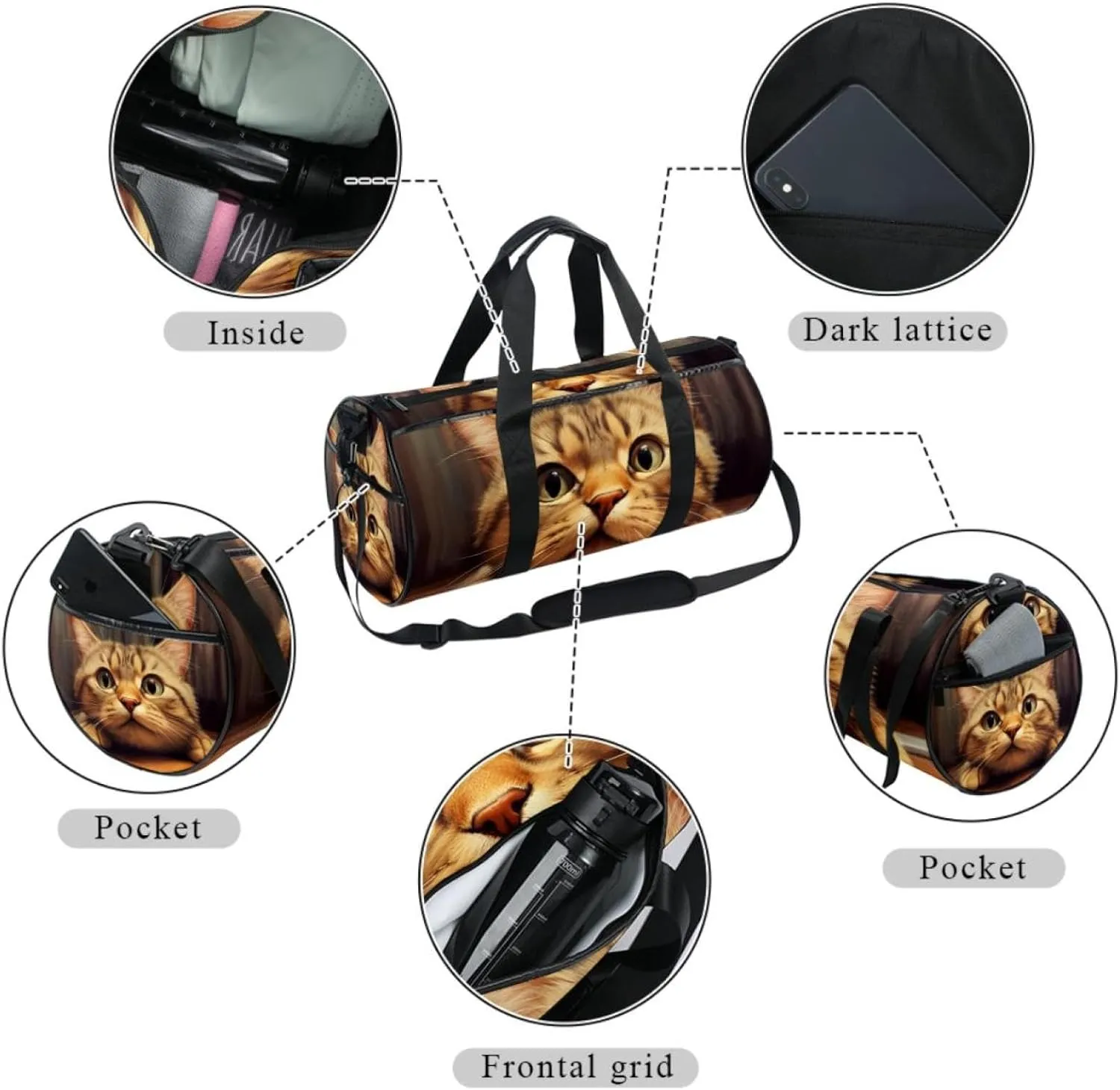 Weekender Travel Bag,Small Gym Bag,Chair Cat,Gym Duffle Bag