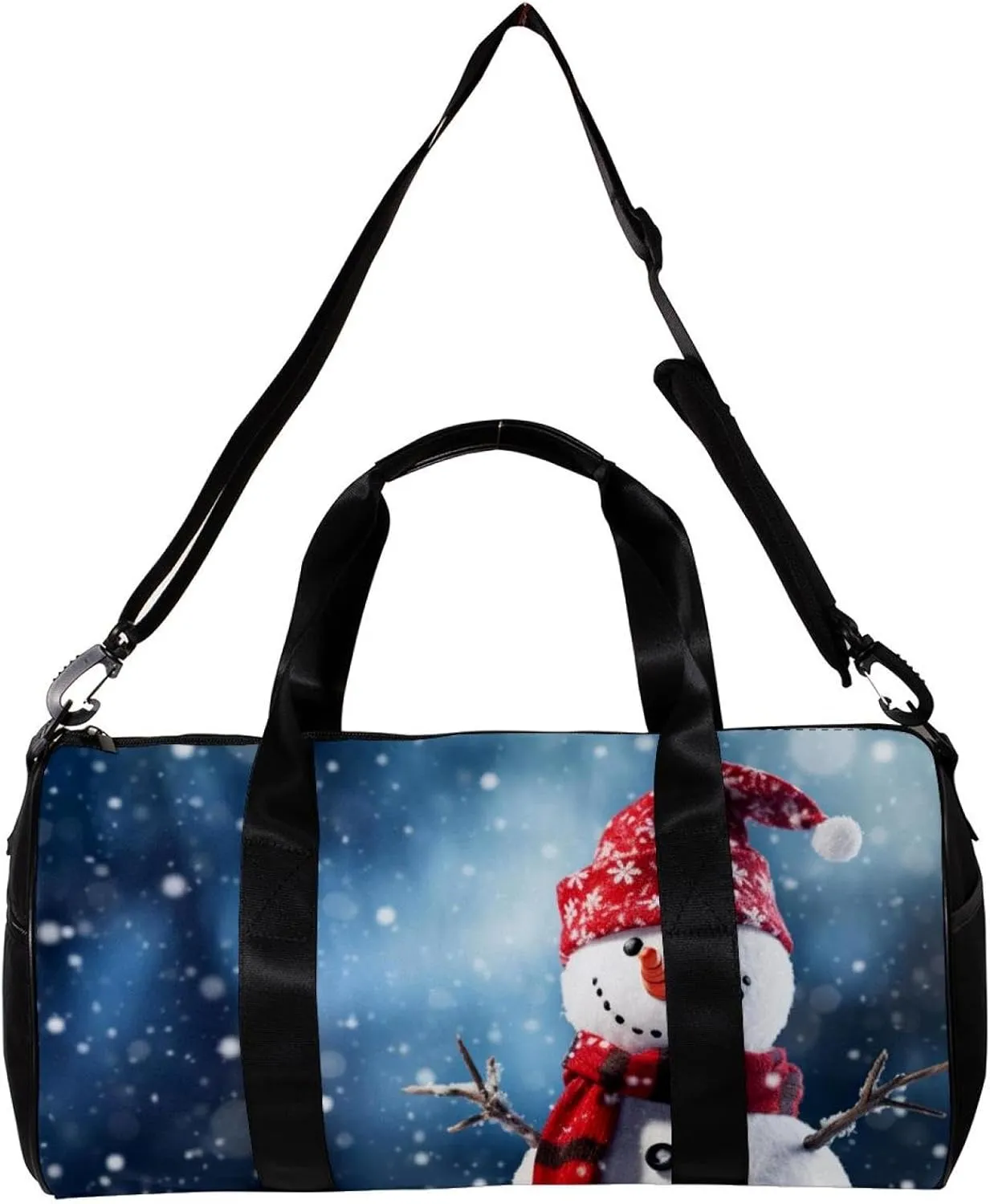 Weekender Travel Bag,Small Gym Bag,Christmas Snowman in Winter,Gym Duffle Bag