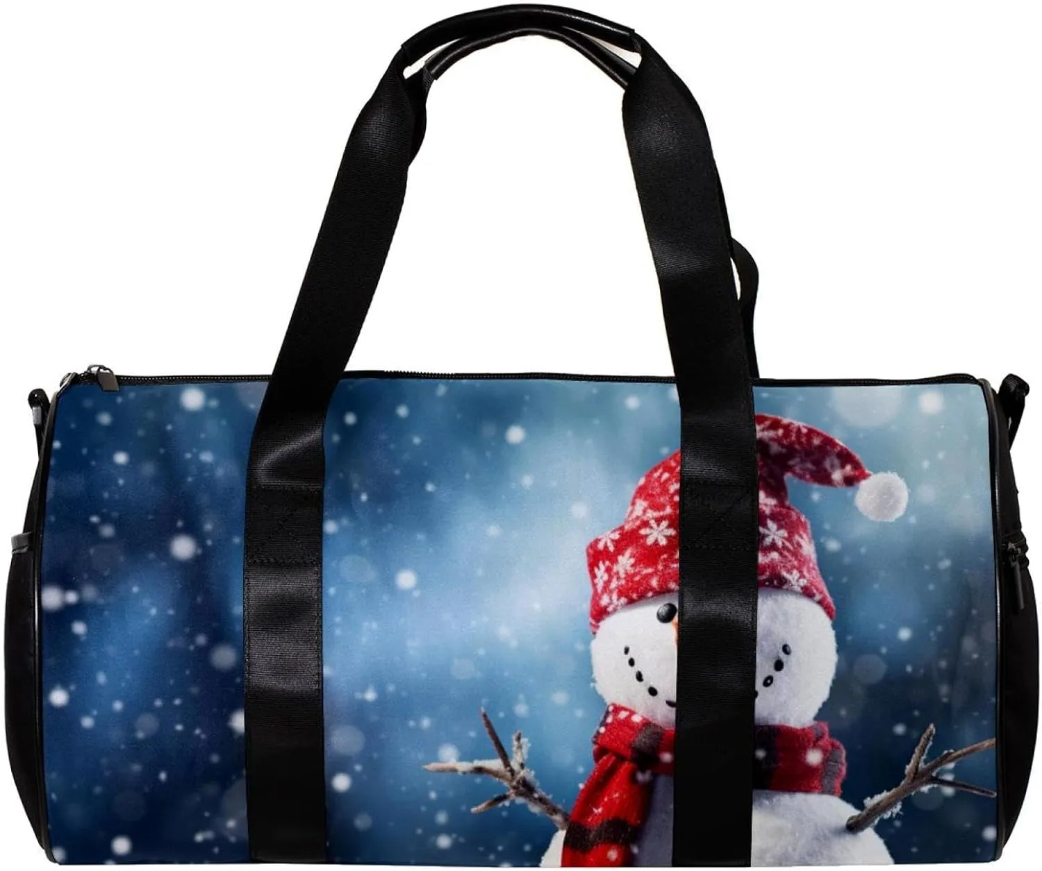 Weekender Travel Bag,Small Gym Bag,Christmas Snowman in Winter,Gym Duffle Bag