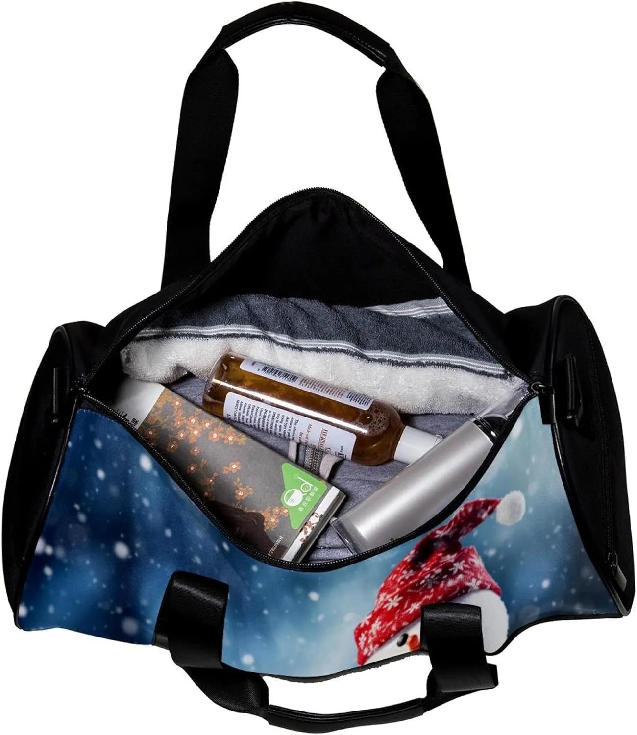 Weekender Travel Bag,Small Gym Bag,Christmas Snowman in Winter,Gym Duffle Bag